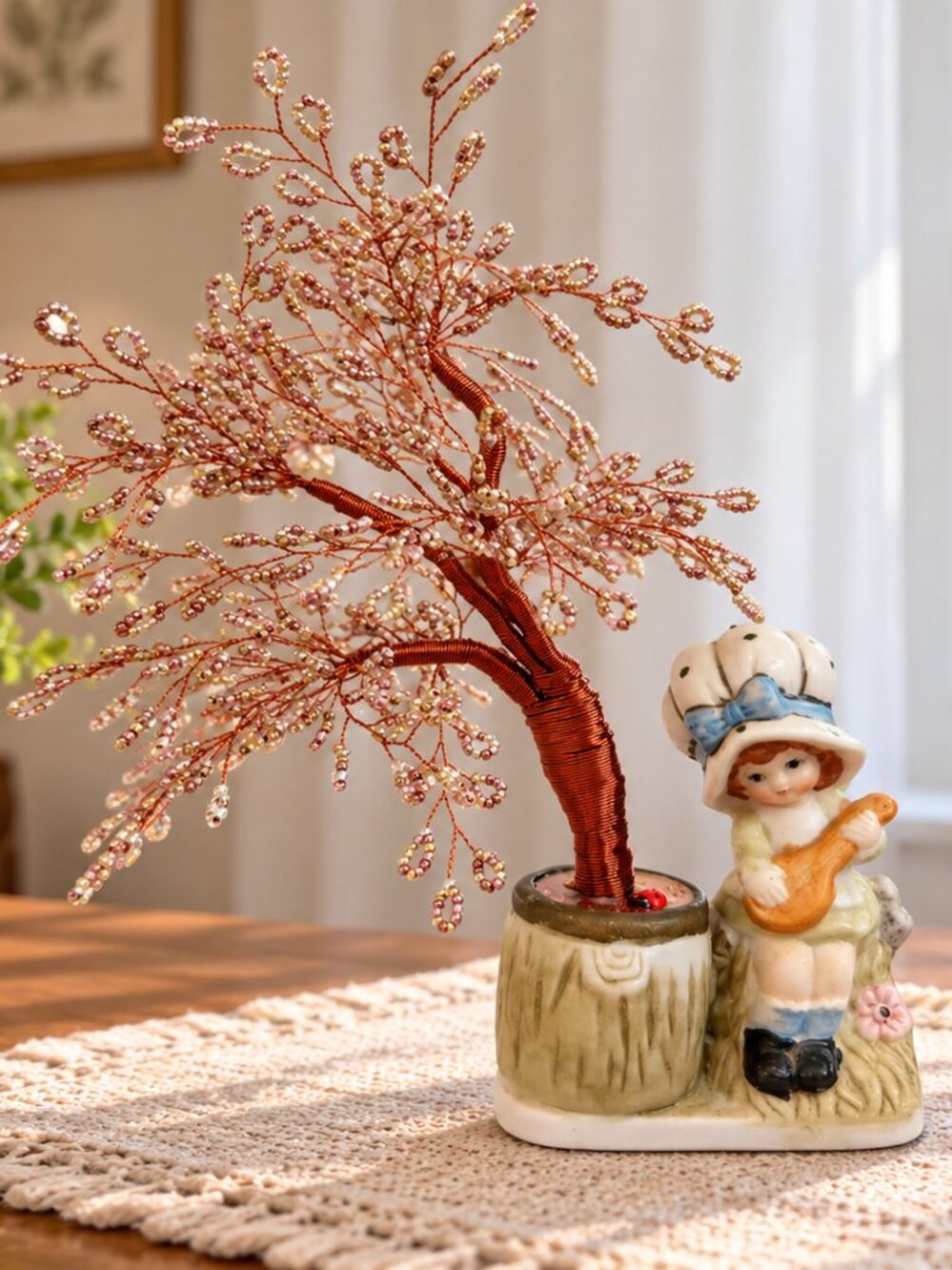 Handmade Bonsai Copper Wire Tree of Life – Beaded Feng Shui Sculpture
